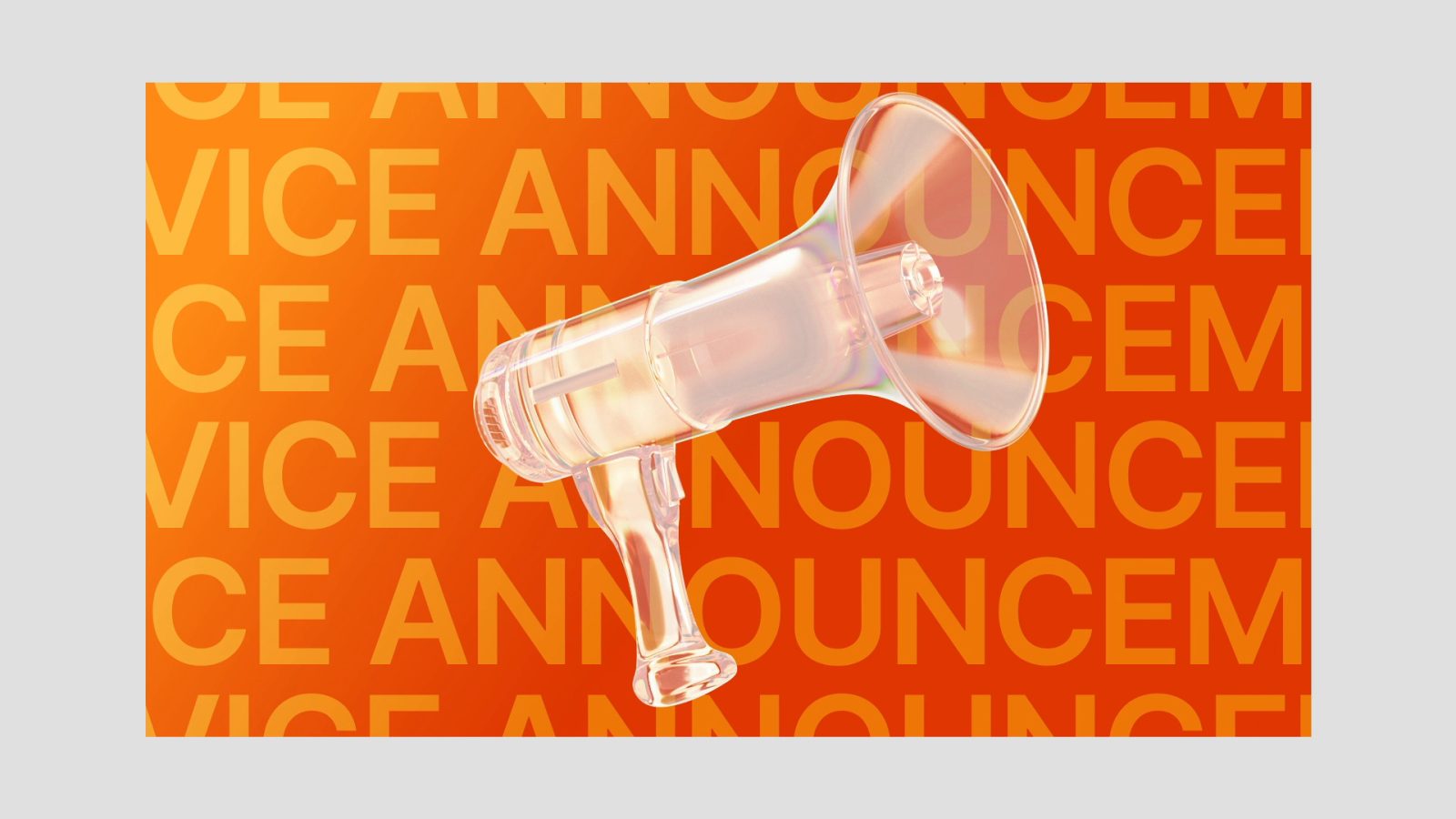 Glass megaphone over repeating service announcement type